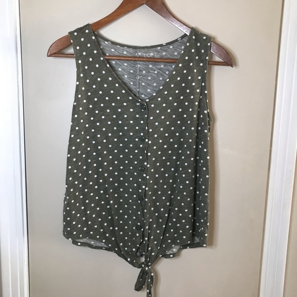 [Loft] Green & White Polka Dot Tank - Picture 4 of 9
